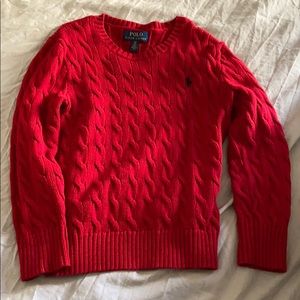 Red polo sweater